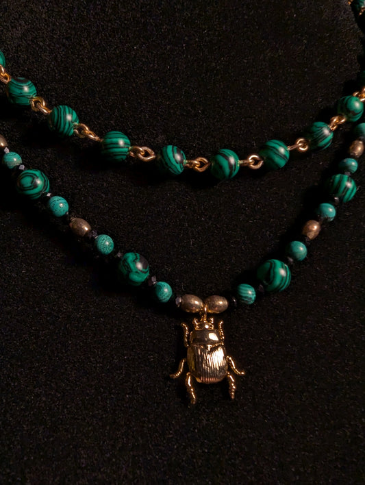 Scarab & Malachite Necklace