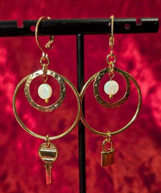 Lock & Key Hoop Earrings
